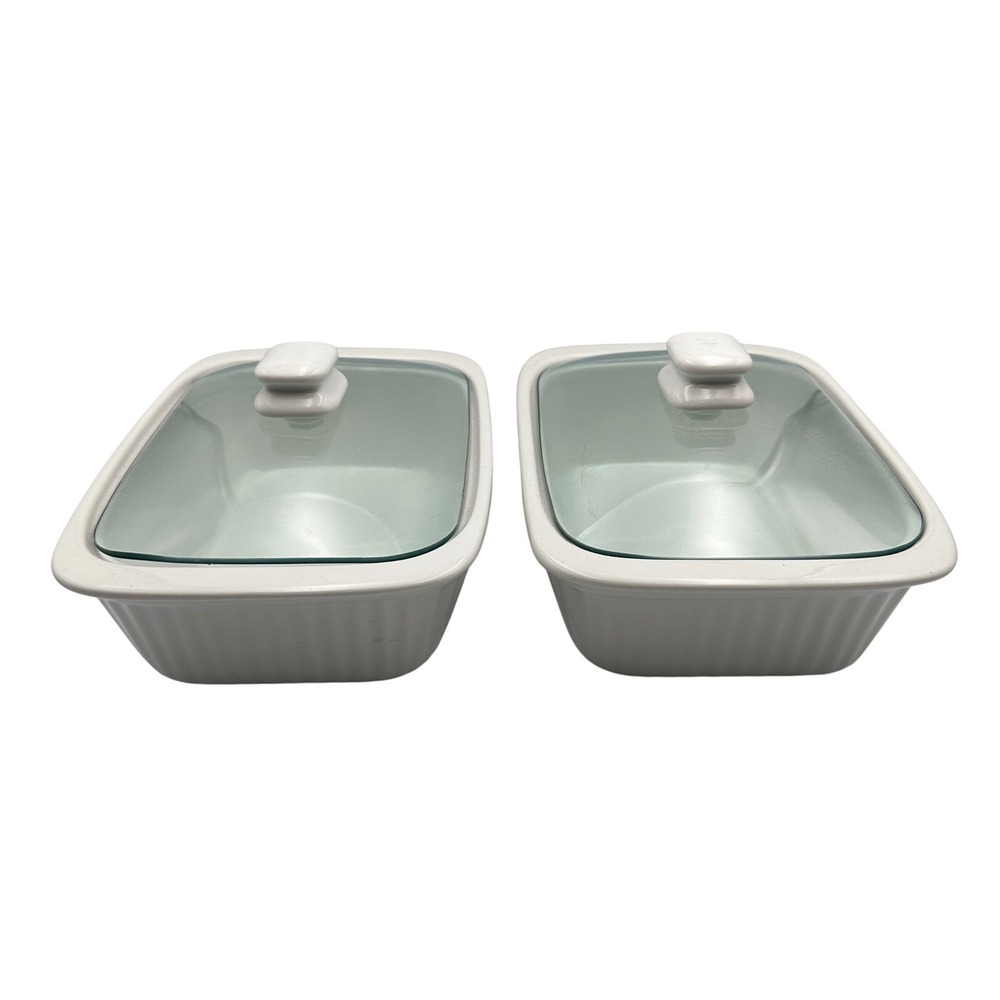 Ceramic Baking Dishes with Lids White Set of 2‎ Oven Microwave Dishwasher Safe